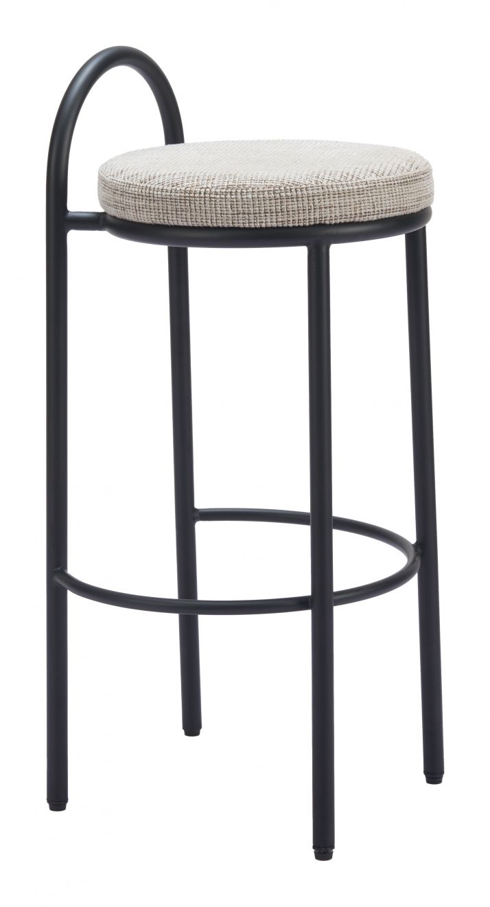 Sisal Beige Tweed Upholstered Barstool Set of 2