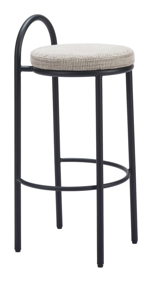 Sisal Beige Tweed Upholstered Barstool Set of 2