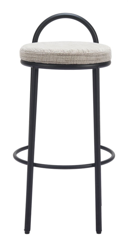Sisal Beige Tweed Upholstered Barstool Set of 2