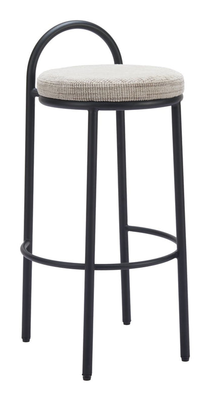 Sisal Beige Tweed Upholstered Barstool Set of 2