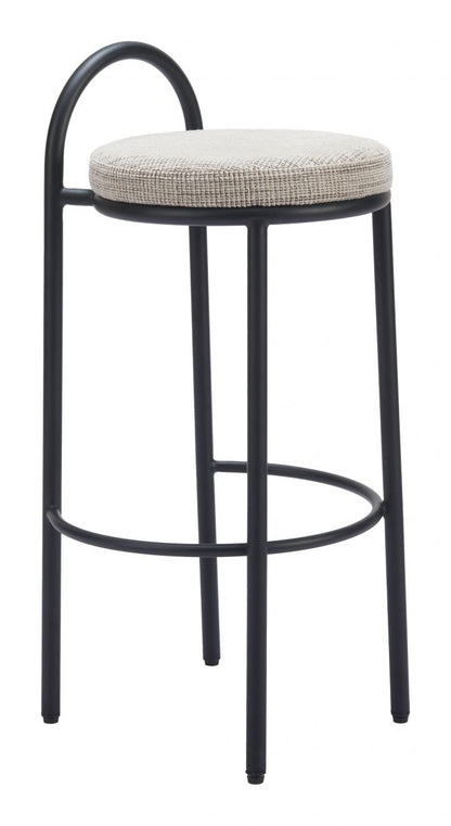 Sisal Beige Tweed Upholstered Barstool Set of 2