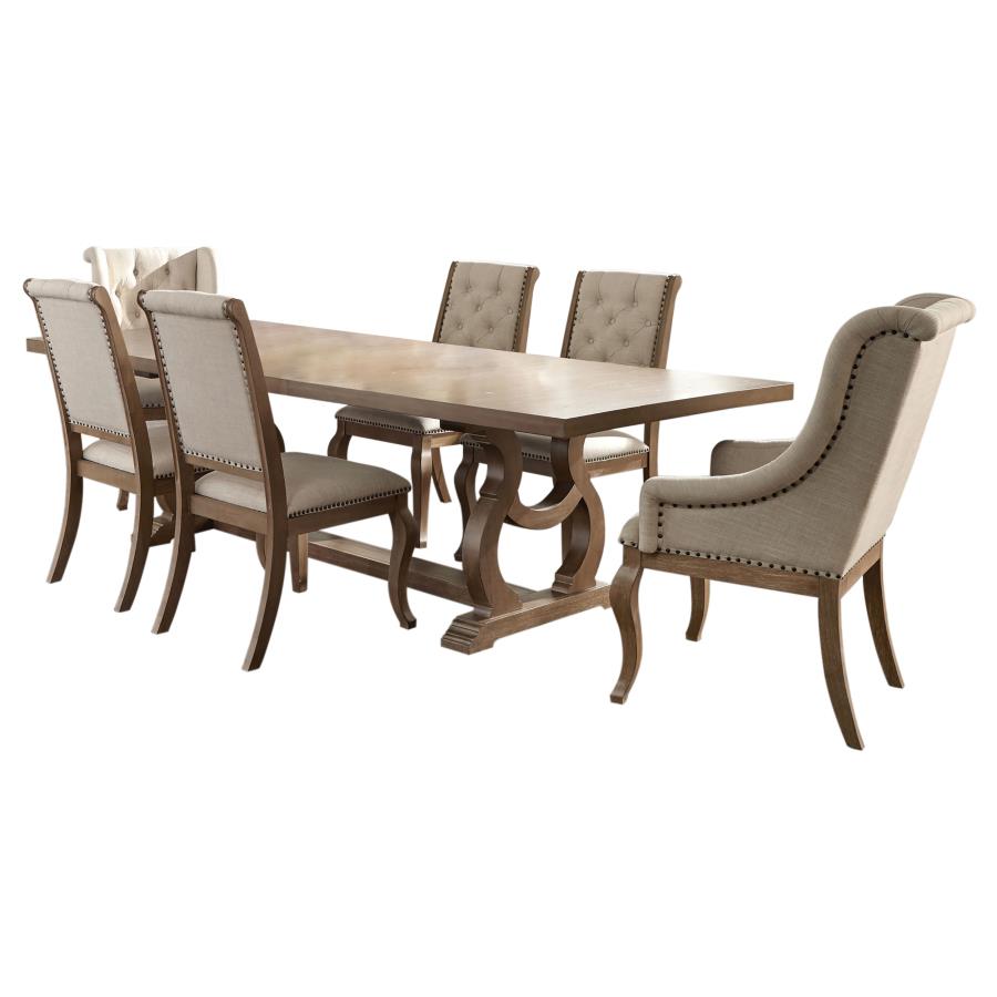 Brockway 7 Piece Barley Brown Extension Leaf Dining Set