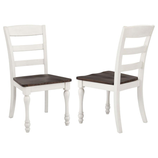 Madelyn Ladder Back Side Chairs Dark Cocoa And Coastal White (Set Of 2)