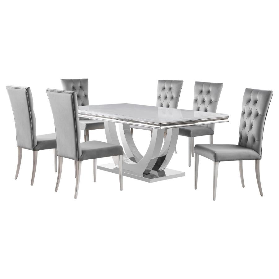 Kerwin 7-piece Dining Room Set Grey and Chrome