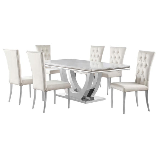 Kerwin 7-Piece Dining Room Set White and Chrome - Elegant and Modern Dining Set with a Stylish Touch