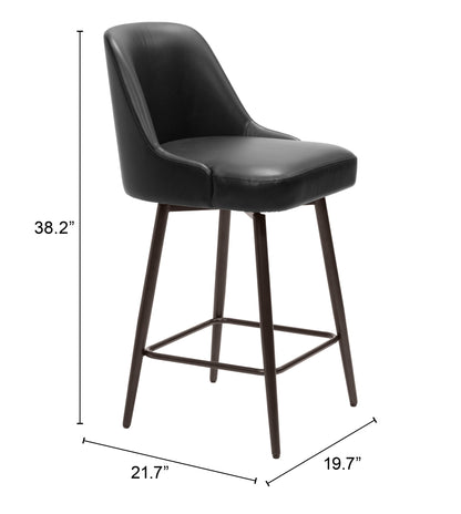 Keppel Swivel Counter Stool - Black & Bronze Modern and Stylish Swivel Stool for Contemporary Kitchens and Dining Spaces