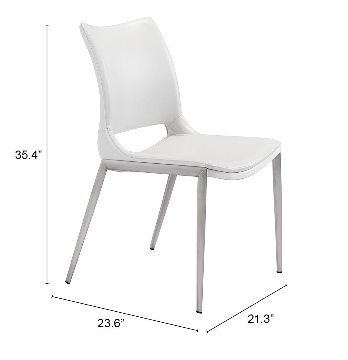 Ace Dining Chair (Set of 2) White & Silver