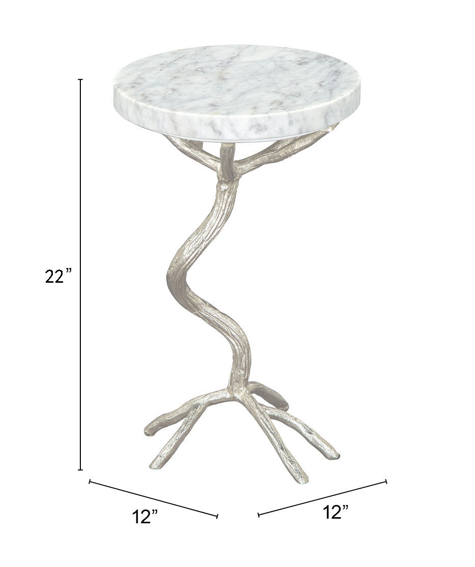 Joel Side Table White & Silver