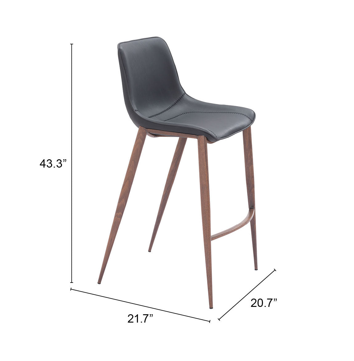 Magnus Barstool (Set of 2) Black & Walnut