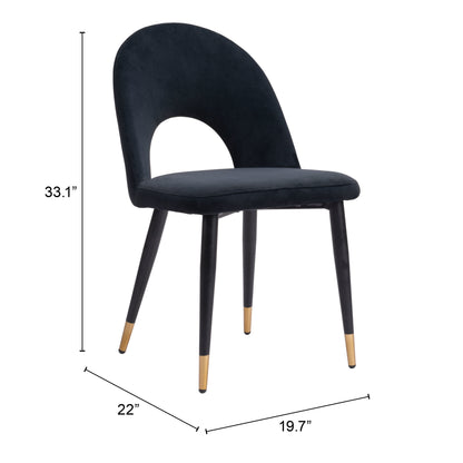 Menlo Dining Chair Set of 2 - Black Stylish and Sleek Upholstered Chairs for Modern Dining Rooms
