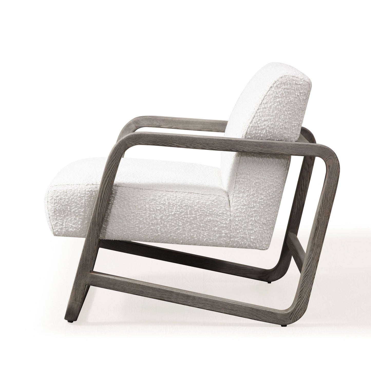 Modrest Wilber Modern Off-White Fabric + Grey Wood Accent Chair - Elegant and Versatile Seating for a Contemporary Home Decor