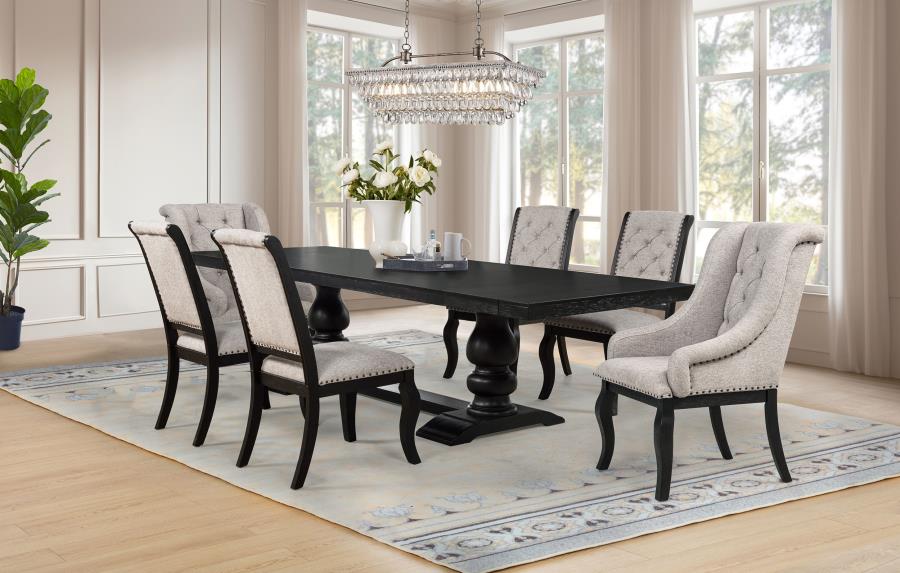 Phelps 7 Piece Distressed Noir Rectangular Extension Dining Table Set