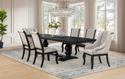 Phelps 7 Piece Distressed Noir Rectangular Extension Dining Table Set