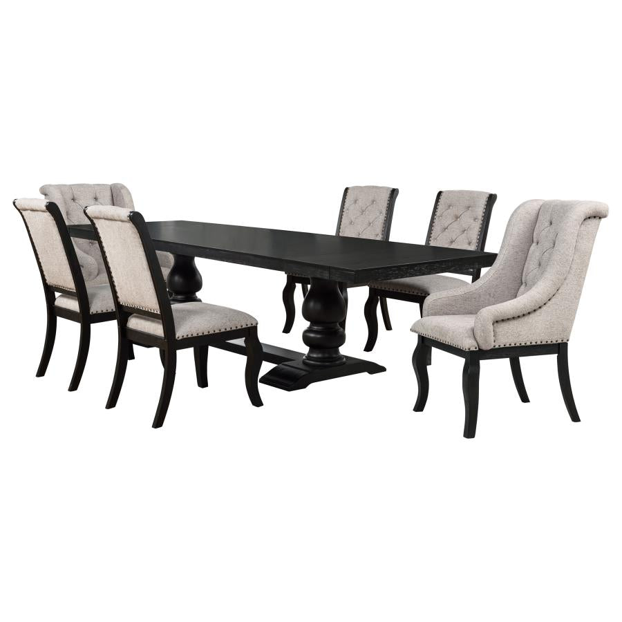 Phelps 7 Piece Distressed Noir Rectangular Extension Dining Table Set