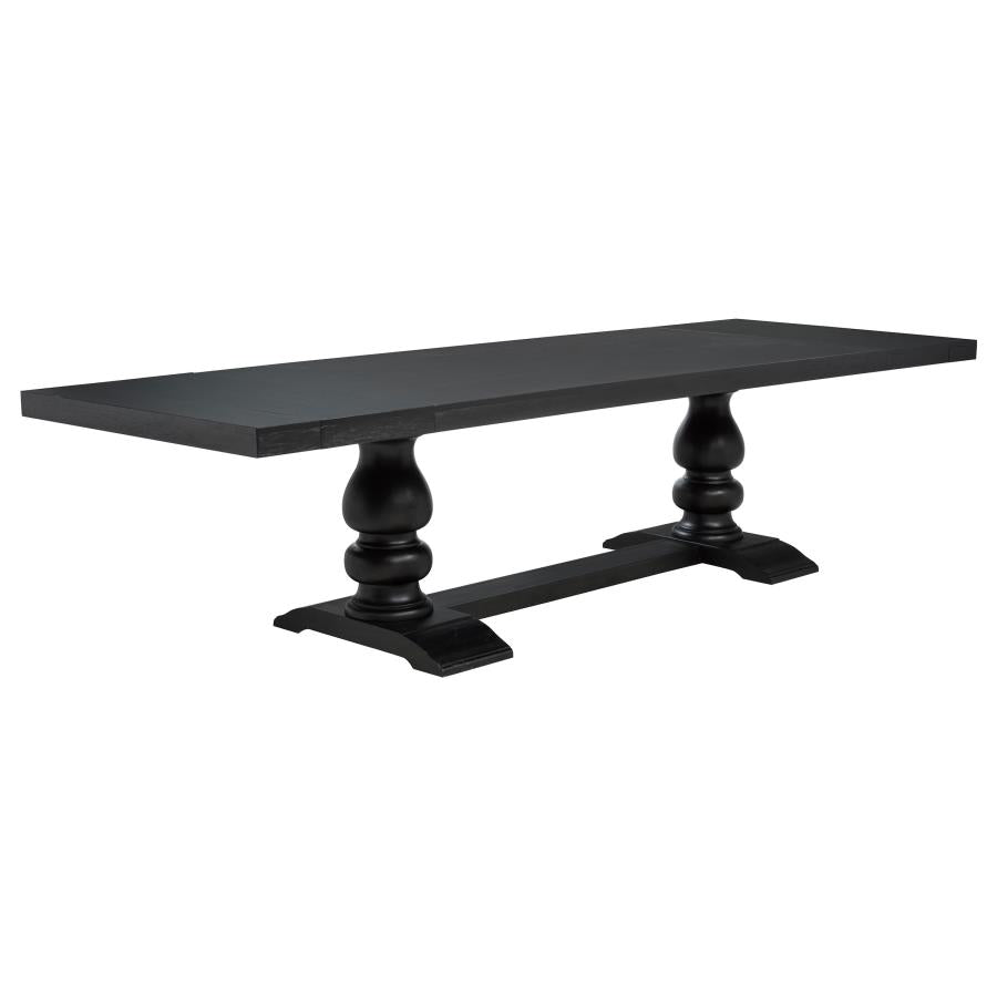 Phelps 7 Piece Distressed Noir Rectangular Extension Dining Table Set