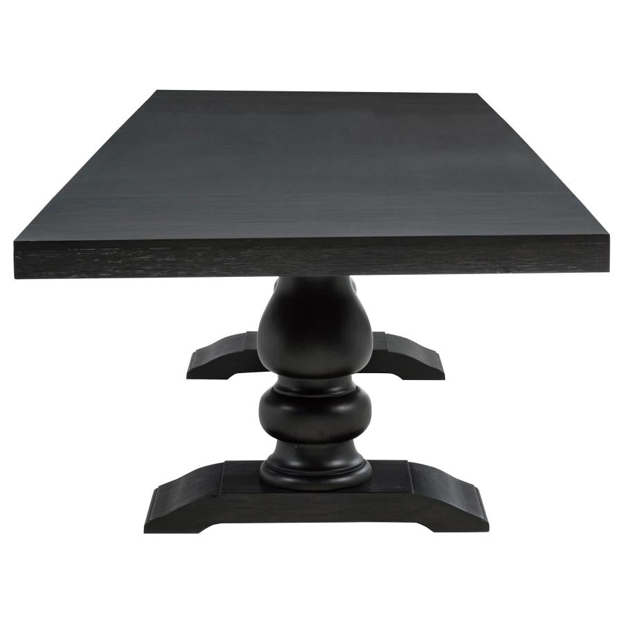 Phelps 7 Piece Distressed Noir Rectangular Extension Dining Table Set
