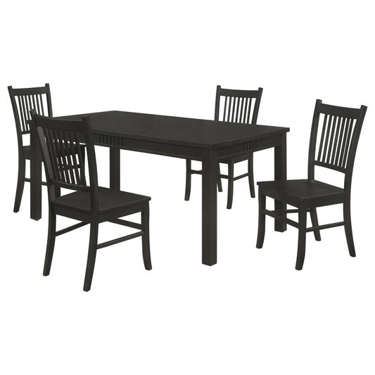 Marbrisa 5-Piece Dining Set – Matte Black Rectangular Table for Sleek and Modern Dining Spaces