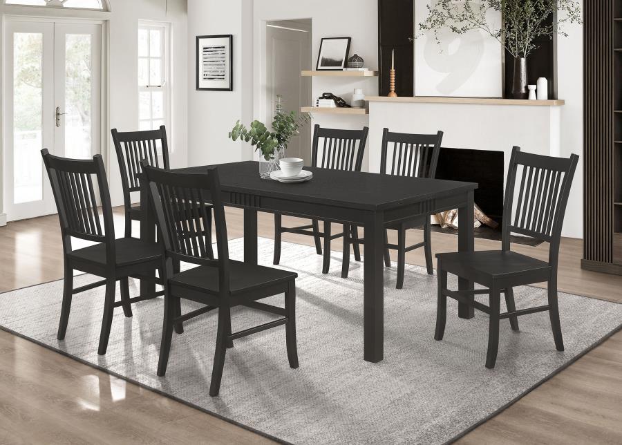 Marbrisa 7-Piece Dining Set – Matte Black Rectangular Table for Sleek and Sophisticated Spaces