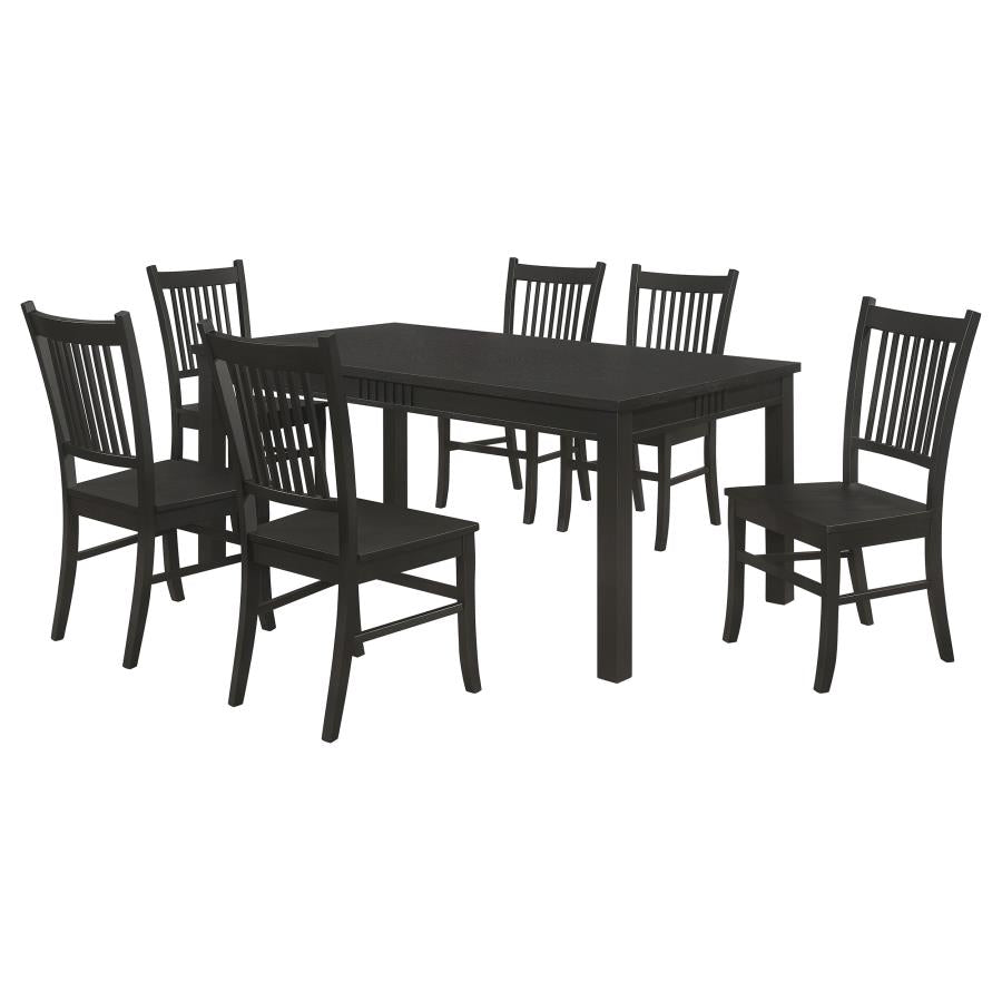 Marbrisa 7-Piece Dining Set – Matte Black Rectangular Table for Sleek and Sophisticated Spaces