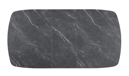 Potero 73-Inch Black Dining Table – Extendable Faux Marble Top