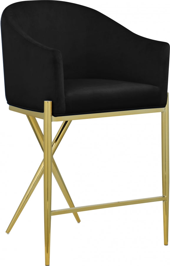 Xavier Velvet Upholstered Counter Stool – Elegant Bar Stool for Kitchen Islands