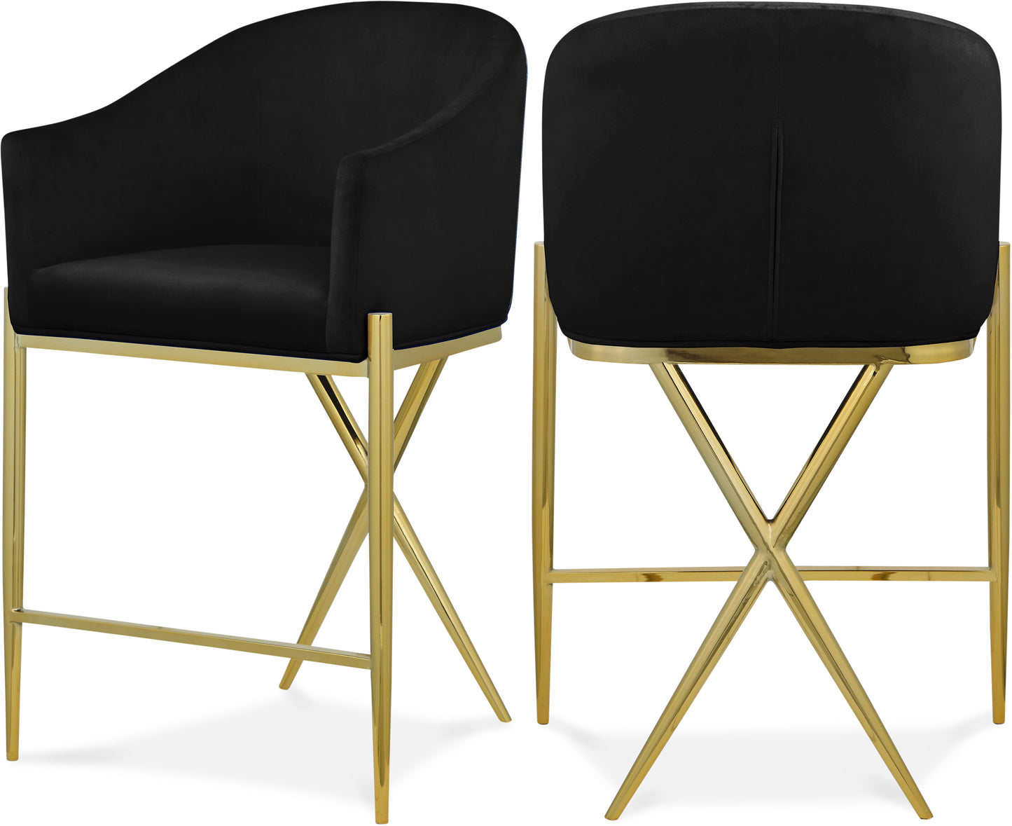 Xavier Velvet Upholstered Counter Stool – Elegant Bar Stool for Kitchen Islands