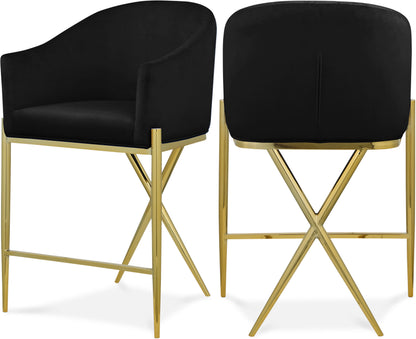 Xavier Velvet Upholstered Counter Stool – Elegant Bar Stool for Kitchen Islands