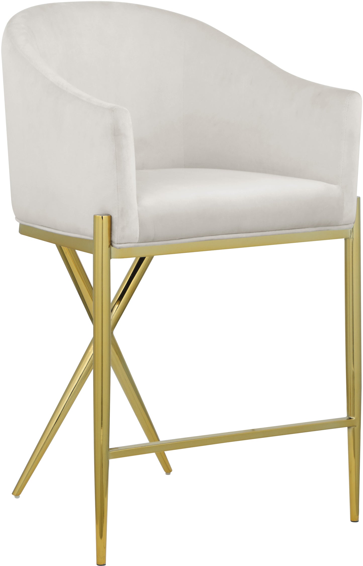 Xavier Velvet Upholstered Counter Stool – Elegant Bar Stool for Kitchen Islands