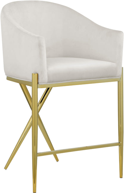 Xavier Velvet Upholstered Counter Stool – Elegant Bar Stool for Kitchen Islands