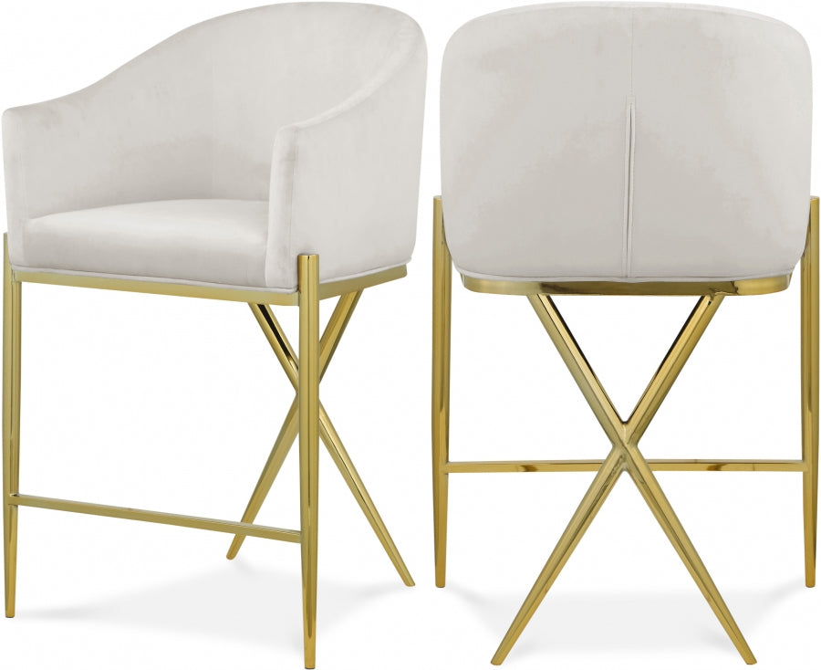 Xavier Velvet Upholstered Counter Stool – Elegant Bar Stool for Kitchen Islands