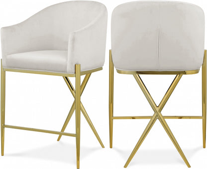 Xavier Velvet Upholstered Counter Stool – Elegant Bar Stool for Kitchen Islands