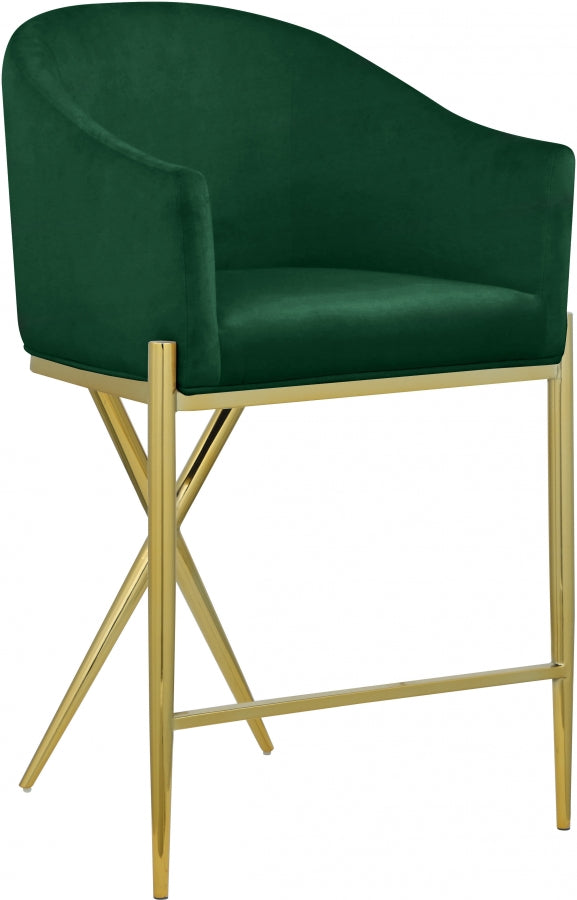 Xavier Velvet Upholstered Counter Stool – Elegant Bar Stool for Kitchen Islands