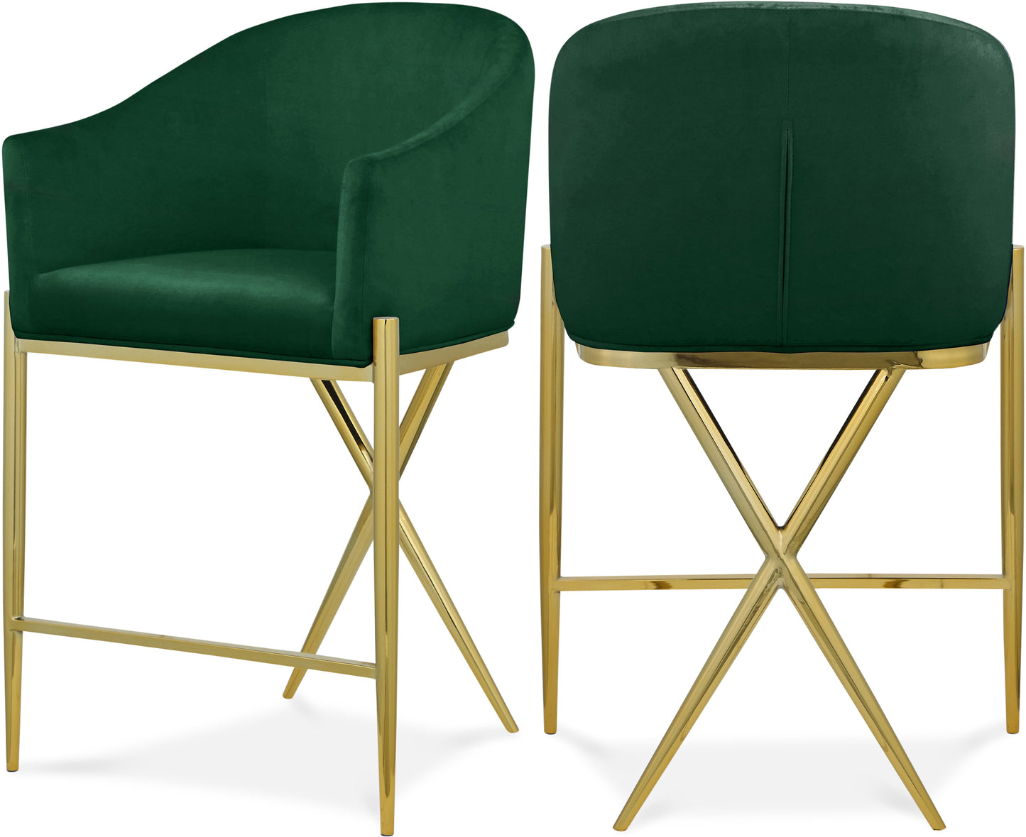 Xavier Velvet Upholstered Counter Stool – Elegant Bar Stool for Kitchen Islands