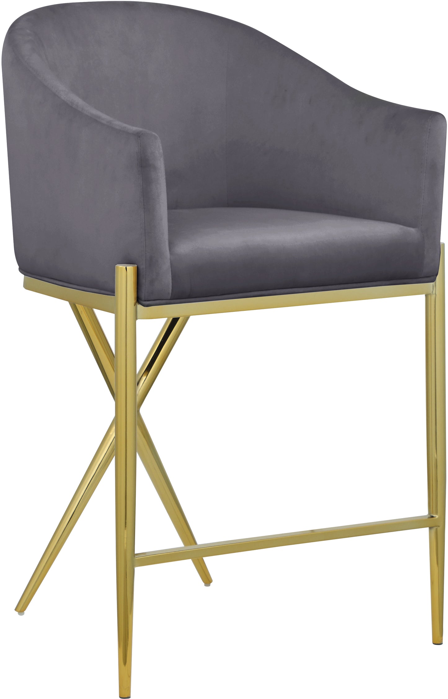Xavier Velvet Upholstered Counter Stool – Elegant Bar Stool for Kitchen Islands