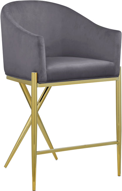 Xavier Velvet Upholstered Counter Stool – Elegant Bar Stool for Kitchen Islands