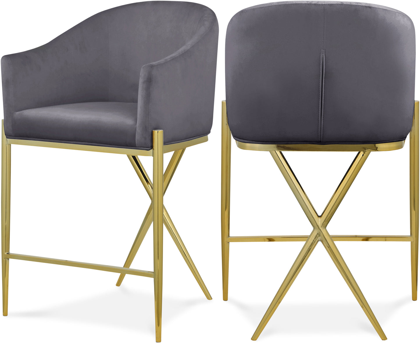 Xavier Velvet Upholstered Counter Stool – Elegant Bar Stool for Kitchen Islands