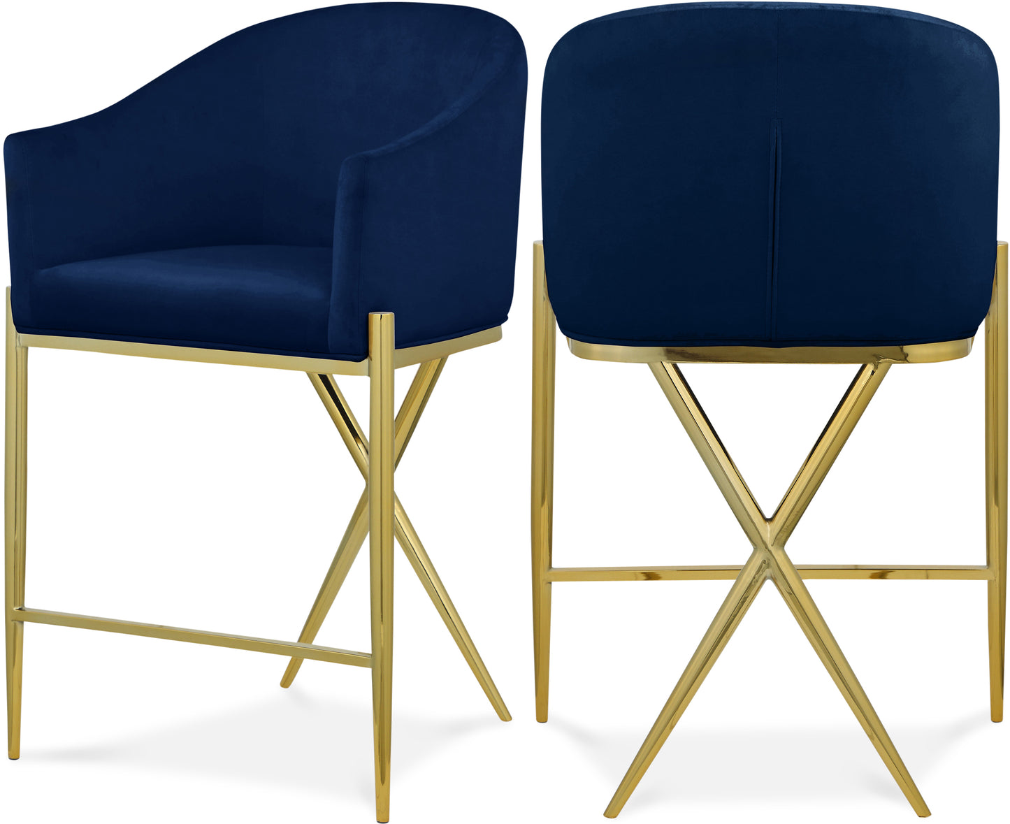 Xavier Velvet Upholstered Counter Stool – Elegant Bar Stool for Kitchen Islands