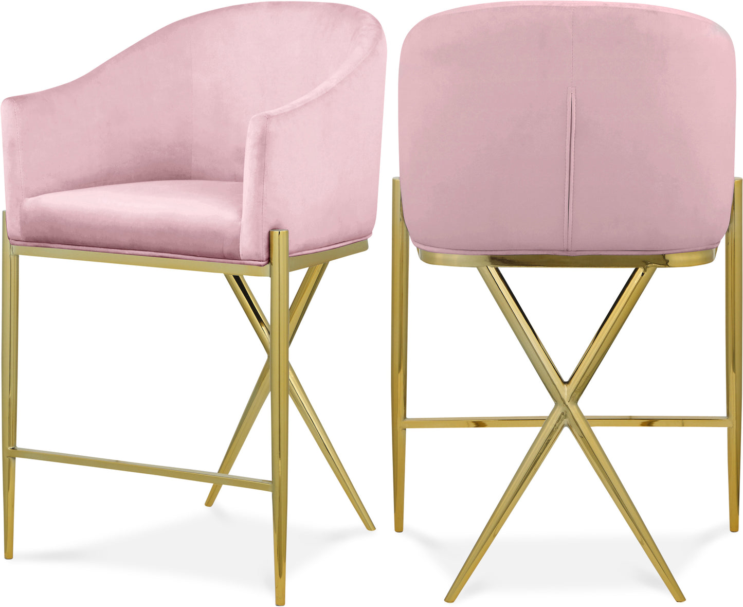 Xavier Velvet Upholstered Counter Stool – Elegant Bar Stool for Kitchen Islands