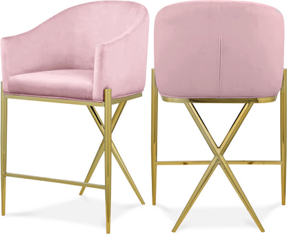 Xavier Velvet Upholstered Counter Stool – Elegant Bar Stool for Kitchen Islands