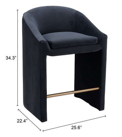 Emas Counter Stool - Midnight Gray Sleek and Stylish Upholstered Stool for Modern Kitchens and Dining Spaces