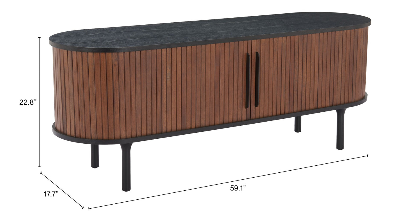 Koriana Entertainment Stand Black & Walnut – Modern Black & Walnut Entertainment Stand for Stylish Living Rooms