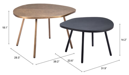 Castelo Coffee Table Set (2-Piece) - Brass & Black Stylish and Sophisticated Coffee Tables for Modern Living Rooms
