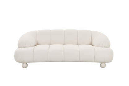 Divani Casa Duran - Contemporary White Fabric Loveseat Sofa