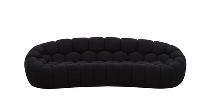 Divani Casa Yolonda Modern Curved Black Fabric Sofa – Stylish Contemporary Living Room Seating