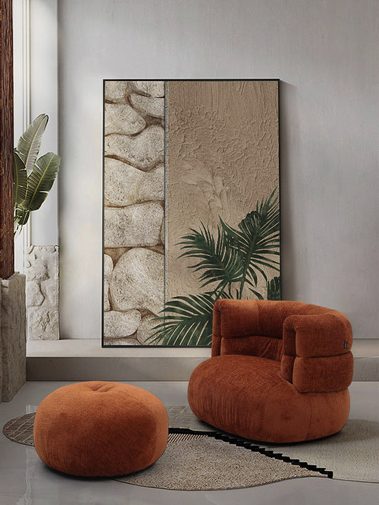 Divani Casa Shay - Modern Burnt Orange Fabric Accent Chair + Ottoman