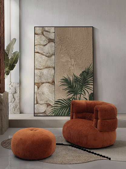 Divani Casa Shay Modern Burnt Orange Fabric Accent Chair with Ottoman for Bold and Stylish Living Spaces
