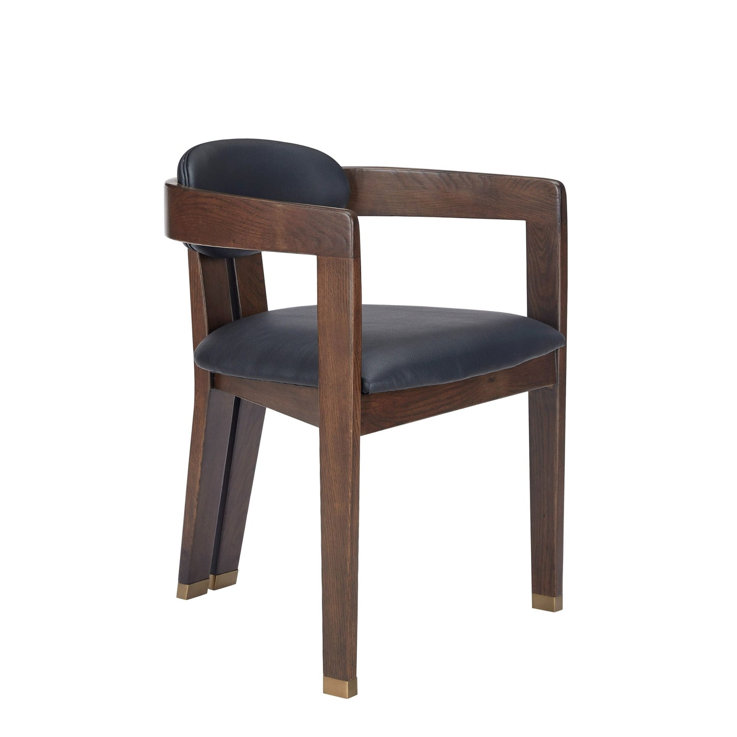 Modrest Belton - Modern Black Vegan Leather + Brown Oak Dining Chair