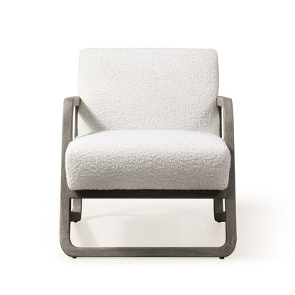 Modrest Wilber Modern Off-White Fabric + Grey Wood Accent Chair - Elegant and Versatile Seating for a Contemporary Home Decor
