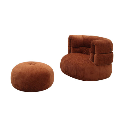 Divani Casa Shay Modern Burnt Orange Fabric Accent Chair with Ottoman for Bold and Stylish Living Spaces