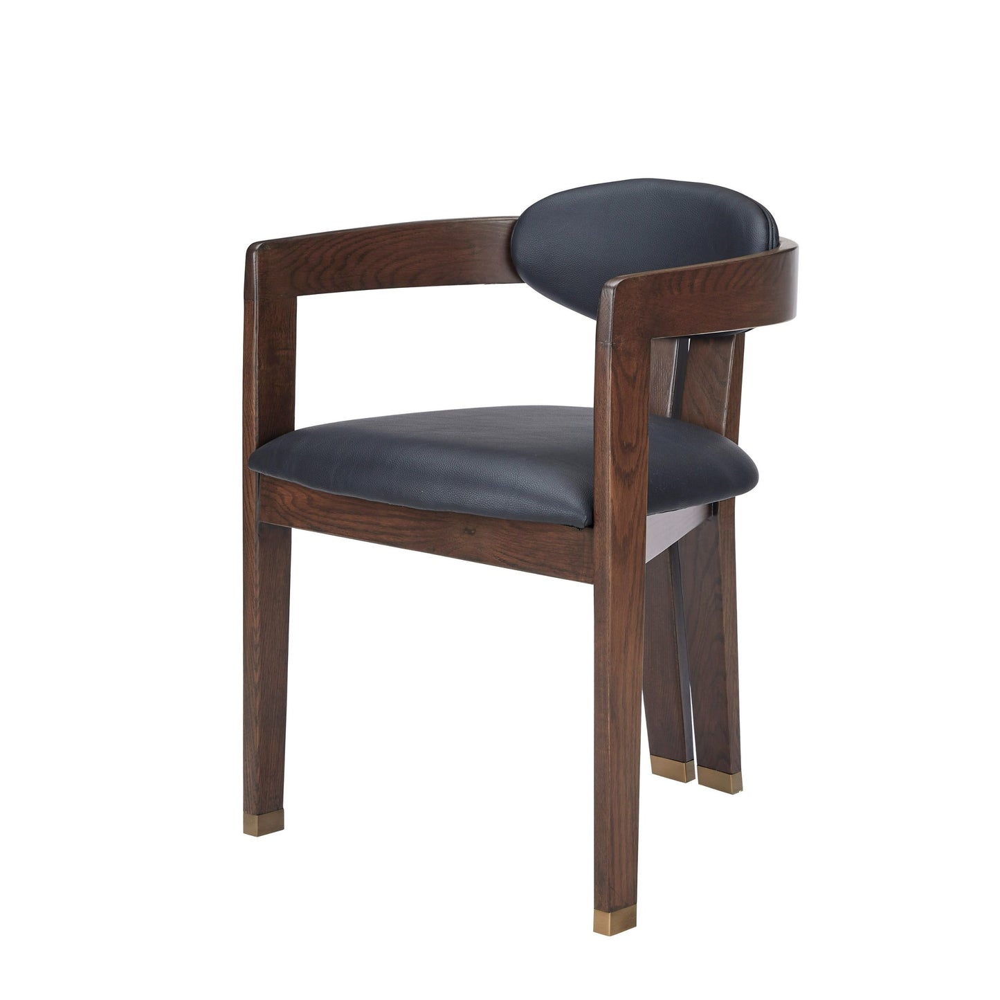 Modrest Belton - Modern Black Vegan Leather + Brown Oak Dining Chair